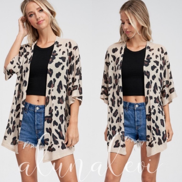 BellanBlue Sweaters - 021 Leopard Print Light Kimono Cardigan